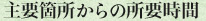 主要箇所からの所要時間